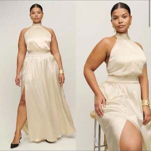 Reformation Alani Silk Halter Maxi Dress Ivory Size 20